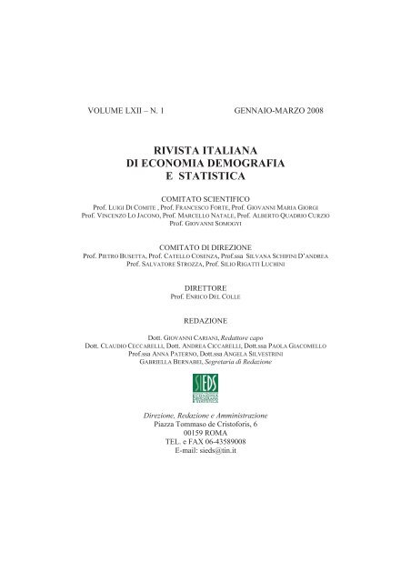 rivista italiana di economia demografia e statistica - Sieds