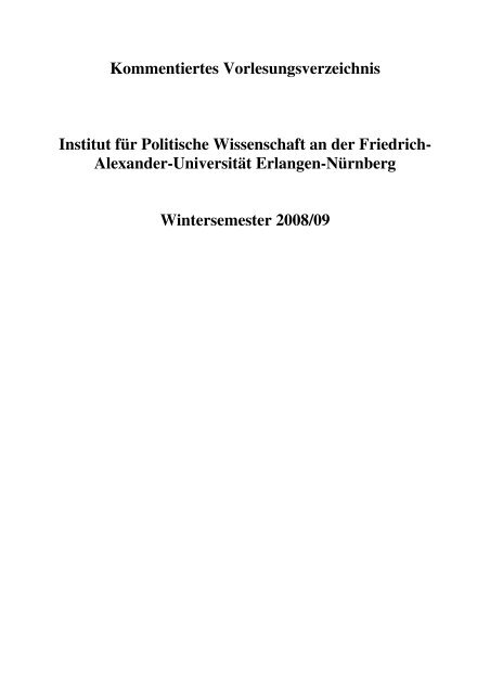 Wintersemester 2008/09 (PDF, 370 kB) - Institut fÃ¼r Politische ...