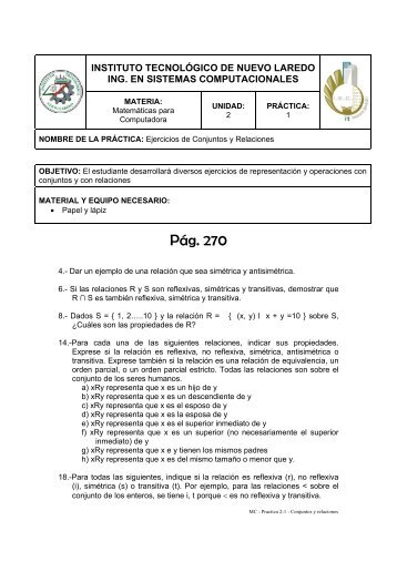 Practica 2-1 - Conjuntos y relaciones.pdf - Instituto TecnolÃ³gico de ...