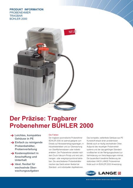 Der Präzise: Tragbarer Probenehmer BÜHLER 2000 - HACH LANGE