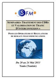 CDR Â» Du 20 au 24 Mai 2013 Tunis (Tunisie) - Sfm Telecom