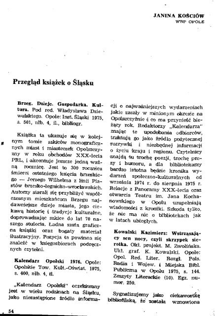 WojewÃ³dzka Biblioteka Publiczna - Opole ROK XXI NR 1/2 1976