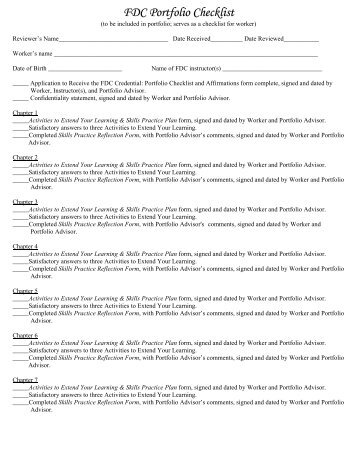 FDC Portfolio Checklist