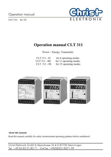 Operation manual CLT 311 - Christ-Elektronik