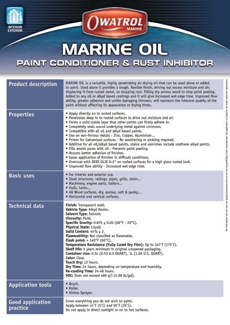 Marine Oil Technical Data Sheet - Deks Olje