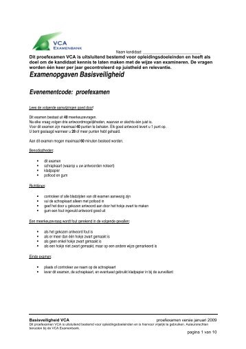 Proefexamen Basis Januari 2009 - VCA Nederland