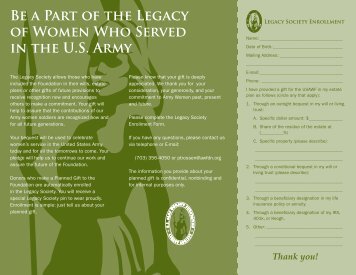 Legacy Society brochure and enrollment form. - Army Women's ...