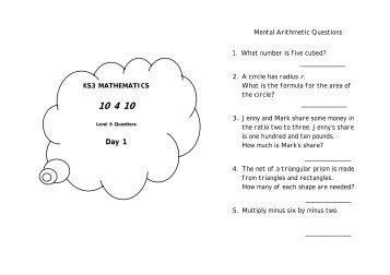 KS3 Mathematics - 10 4 10 level 6 - Questions