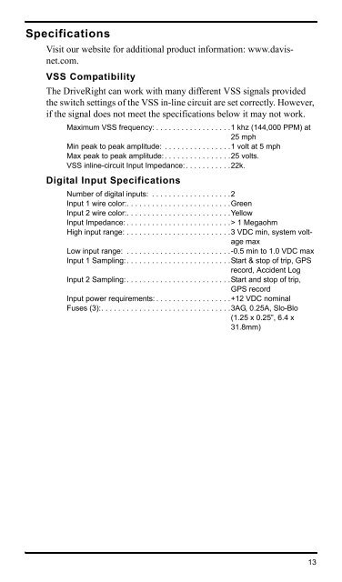DriveRight 600E VSS Installation Guide - Davis Instruments Corp.