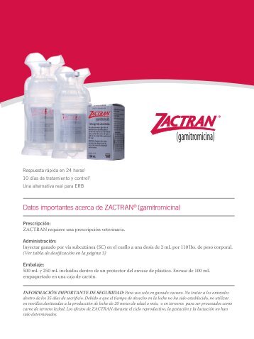 Datos importantes acerca de ZACTRAN® (gamitromicina) - Animart