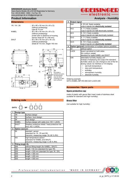 Thermomètre/Hygromètre GREISINGER GHTU 1R – Occasion Fonctionnel
