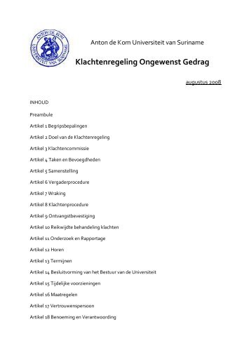 Klachtenregeling Ongewenst Gedrag - Adekus
