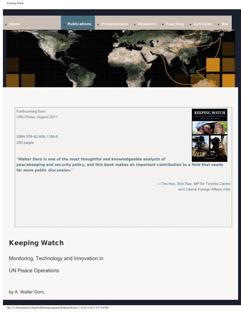 Keeping watch: Monitoring, technology and innovation in UN peace ...