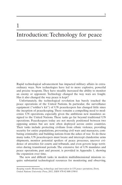 Keeping watch: Monitoring, technology and innovation in UN peace ...
