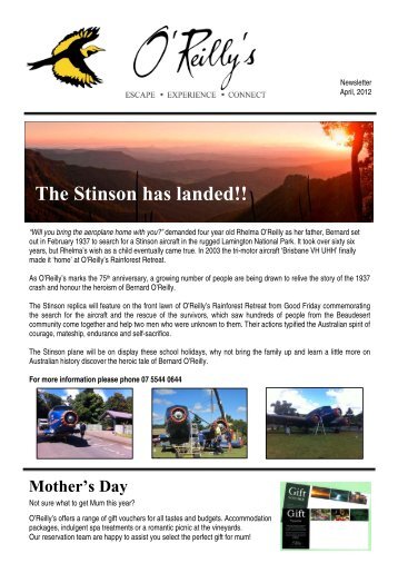 The Stinson has landed!! - O'Reilly's Rainforest Retreat