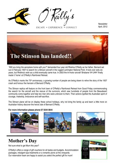 The Stinson Has Landed O Reilly S Rainforest Retreat The Stinson Has Landed O Reilly S Rainforest Retreat