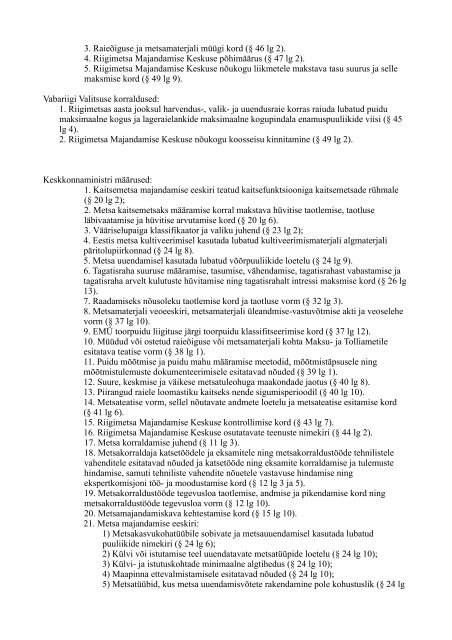 Metsaseaduse eelnõu seletuskiri - Keskkonnaministeerium