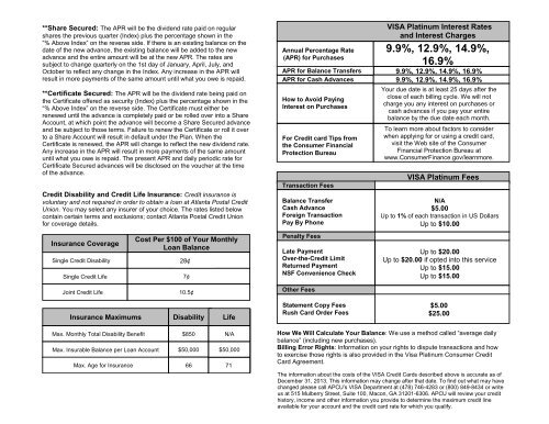Loan Rate and Information Sheet - Atlanta Postal Credit Union