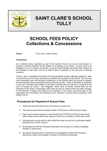 School Fees Collection - St Clare's School