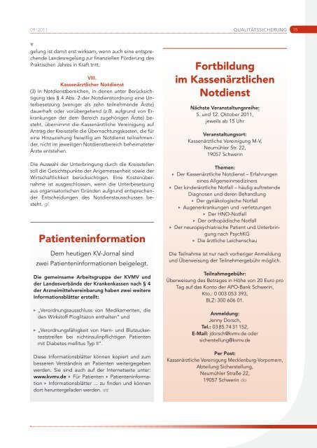 Journal - Kassenärztliche Vereinigung Mecklenburg-Vorpommern