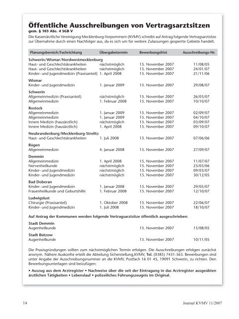 Gute Nachricht - Kassenärztliche Vereinigung Mecklenburg ...