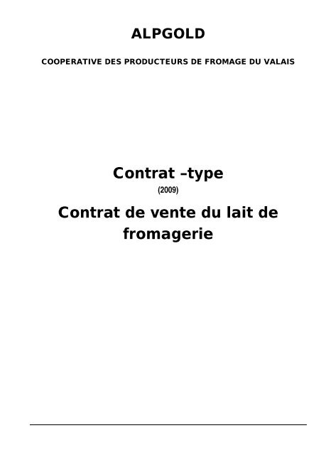 Contrat –type Contrat de vente du lait de fromagerie - valait