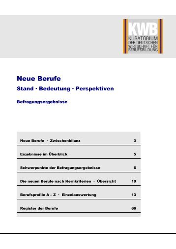 Neue Berufe - Kuratorium der Deutschen Wirtschaft für Berufsbildung