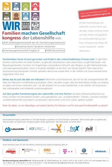 Infos in kurz - Der Familienkongress der Lebenshilfe