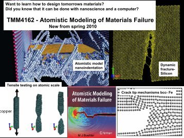 TMM4162 - Atomistic Modeling of Materials Failure - ntnu.no