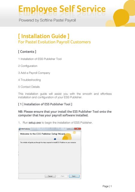 Installation Guide ] - Sage Pastel Payroll &amp; HR