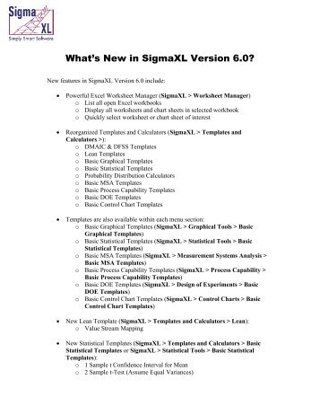 What's New in SigmaXL Version 6 - Lean Applied