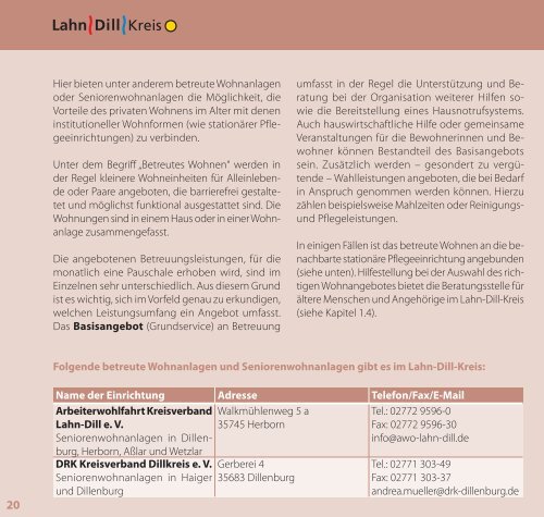 Seniorenratgeber 2010 - Lahn-Dill-Kreis