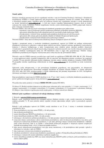 Instrukcja wypełniania wniosku CEIDG-1