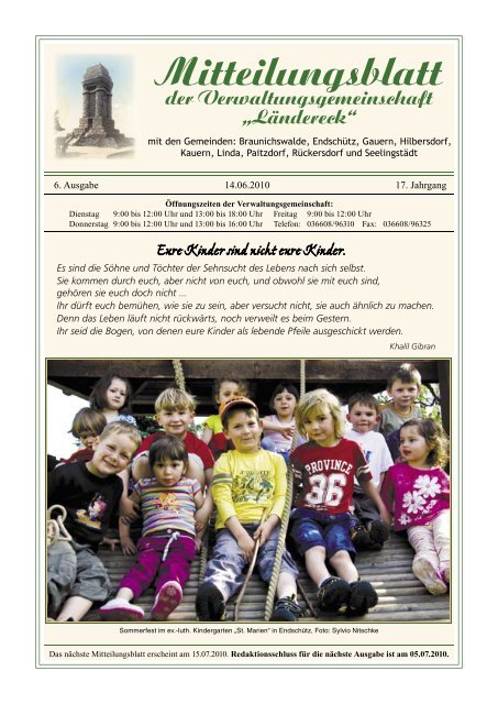 Mitteilungsblatt - Verwaltungsgemeinschaft Ländereck