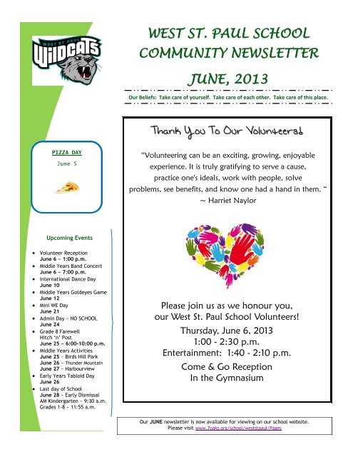 West St. Paul June 2013 Newsletter - Seven Oaks School Division