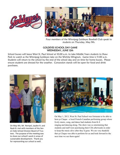 West St. Paul June 2013 Newsletter - Seven Oaks School Division