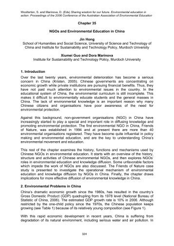 Chapter 35 NGOs and Environmental Education in China Jin Hong ...