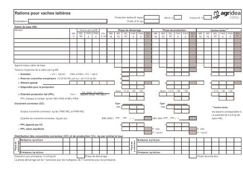 Calcul de rations pour vaches laitiÃ¨res - Agridea