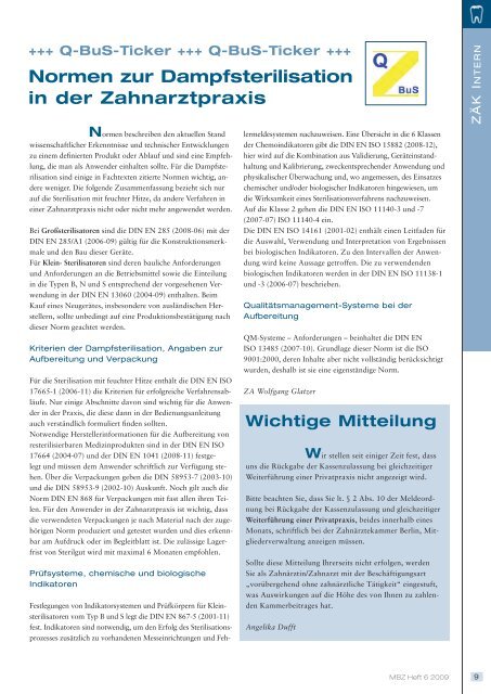 MBZ Ausgabe 06/2009 - Zahnärztekammer Berlin