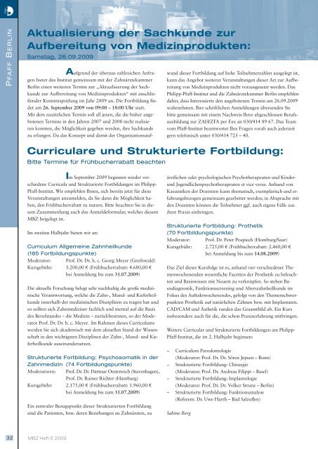 MBZ Ausgabe 06/2009 - Zahnärztekammer Berlin