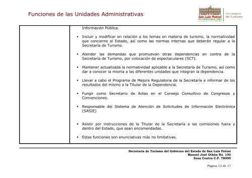 Funciones Contraloria Interna - SecretarÃ­a de Turismo