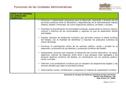 Funciones Contraloria Interna - SecretarÃ­a de Turismo