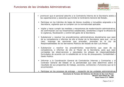 Funciones Contraloria Interna - SecretarÃ­a de Turismo