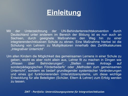 Portfolio: Unterstützungssysteme für Integration/Inklusion