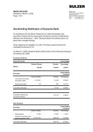 Stockholding Notification of Deutsche Bank