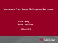 International Franchising-PRC Legal and Tax Issues - IPBA 2012