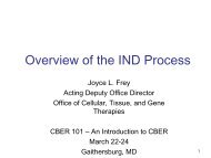 CBER 101 - Overview of the IND Process