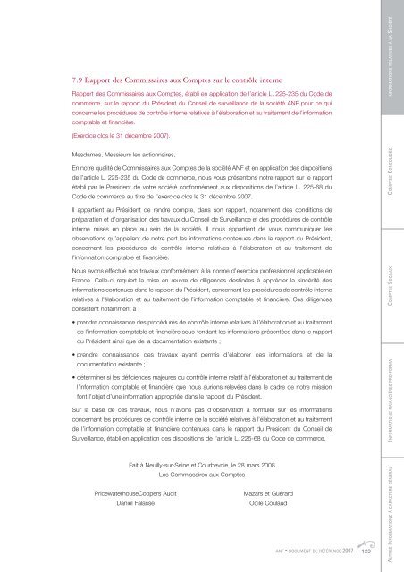 Document de rÃ©fÃ©rence 2007 - ANF Immobilier