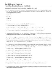 Bio 102 Practice Problems Mendelian Genetics: Beyond Pea Plants