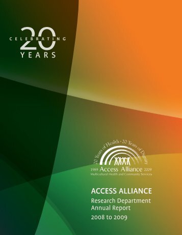 Access Alliance Research Department Annual Report for 2008-2009